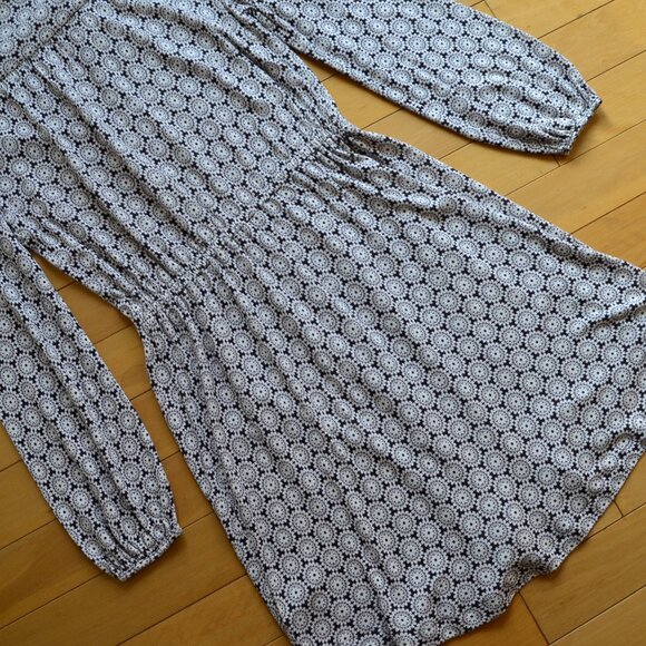 Boden Linen Blend Dress Floral Long Sleeve Pockets Tassel Tie Size 8R - Picture 13 of 14